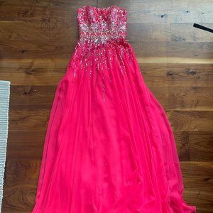 Strapless Pink Dress with Silver Bodice Details